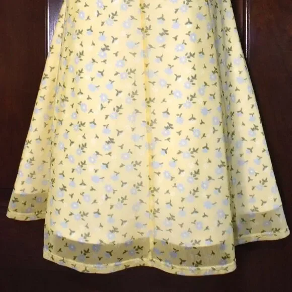 Urban Outfitters Yellow Floral Strappy Sundress Size Large Cottagecore Mini - Picture 11 of 16
